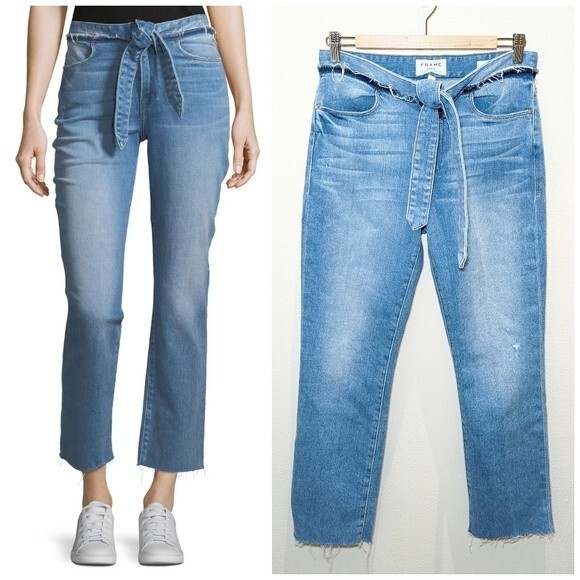 Frame Le High Straight Raw Waist Tie in Hannington - Picture 1 of 16